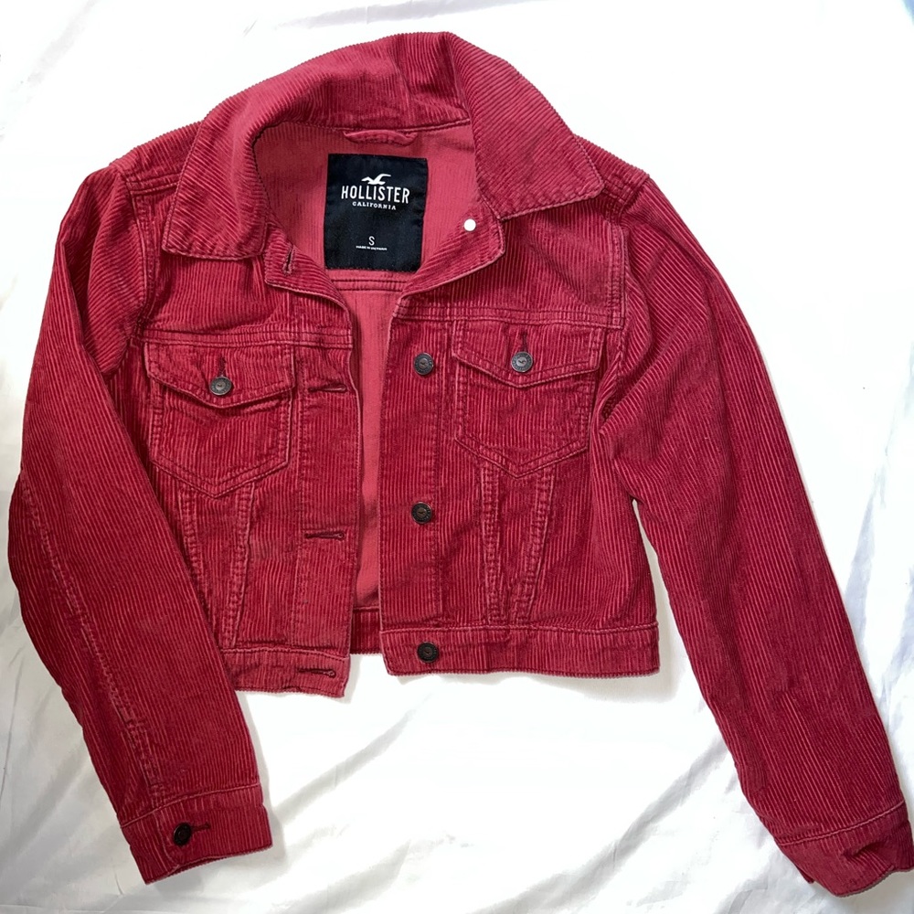 Burgundy Corduroy Cropped Jacket